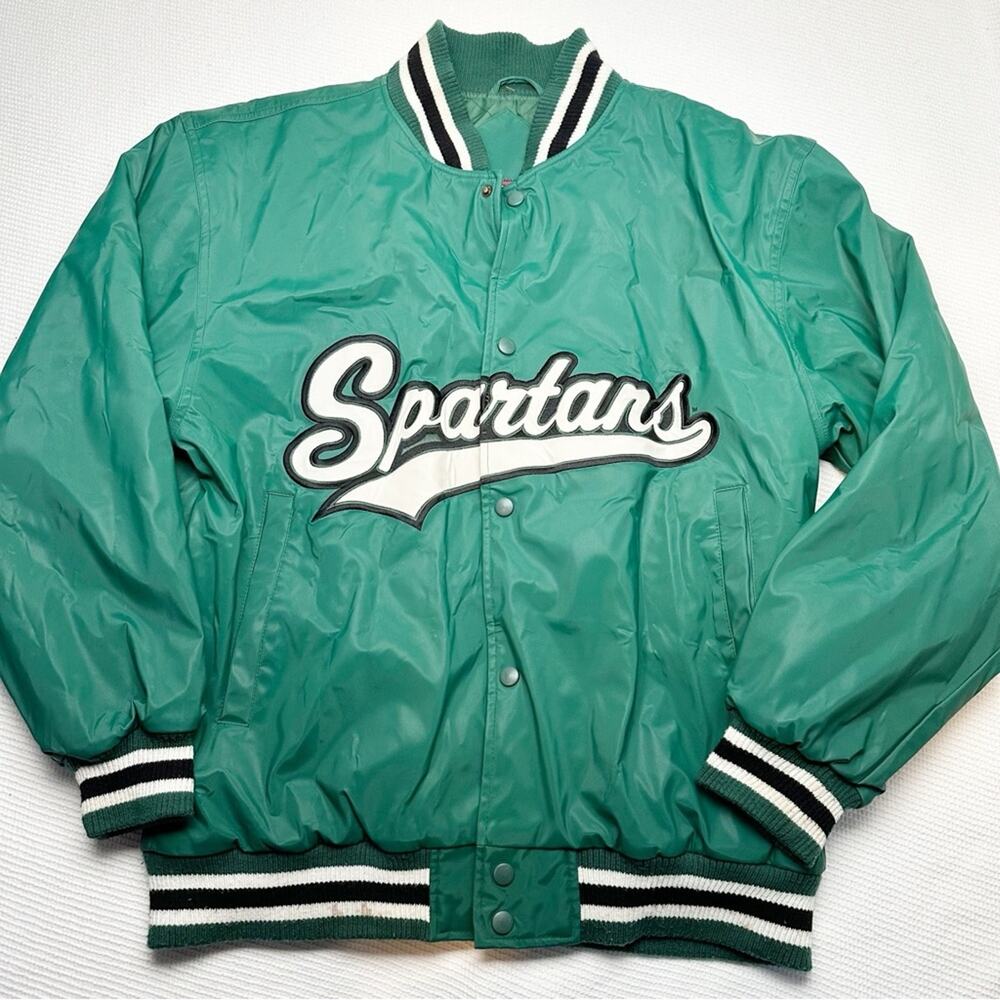Vintage college authentics Spartans soft shell Bomber Varsity Jacket Size M
